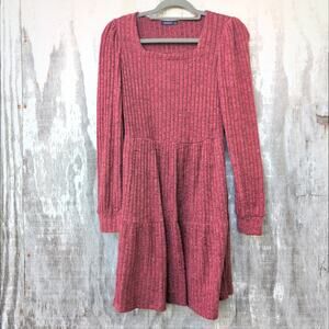 Sempeel Tiered Autumn Dress Women's Small KneeLength Pockets SoftGirl Minimalist